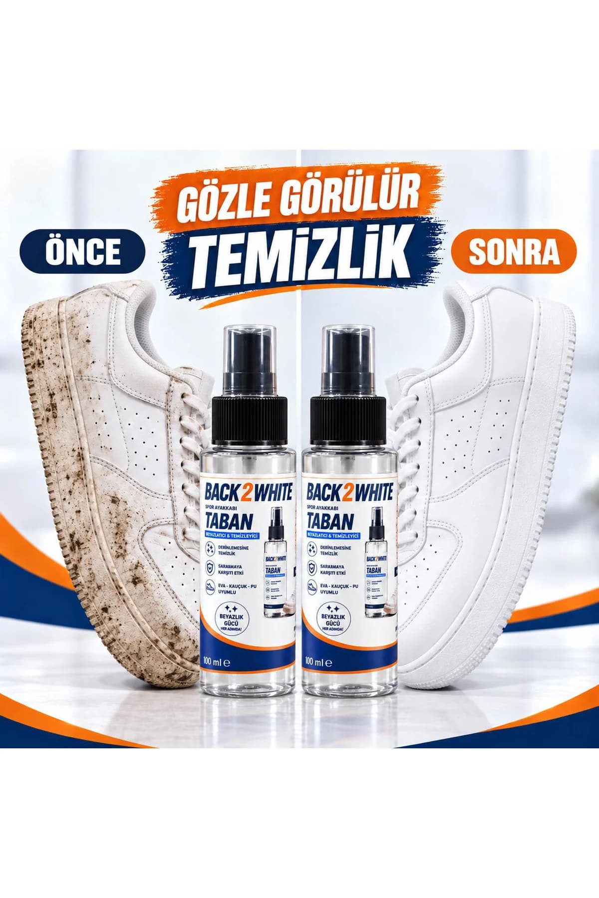 Back2White Spor Ayakkabı Taban Beyazlatıcı Sprey — 2'li Avantaj Paketi
