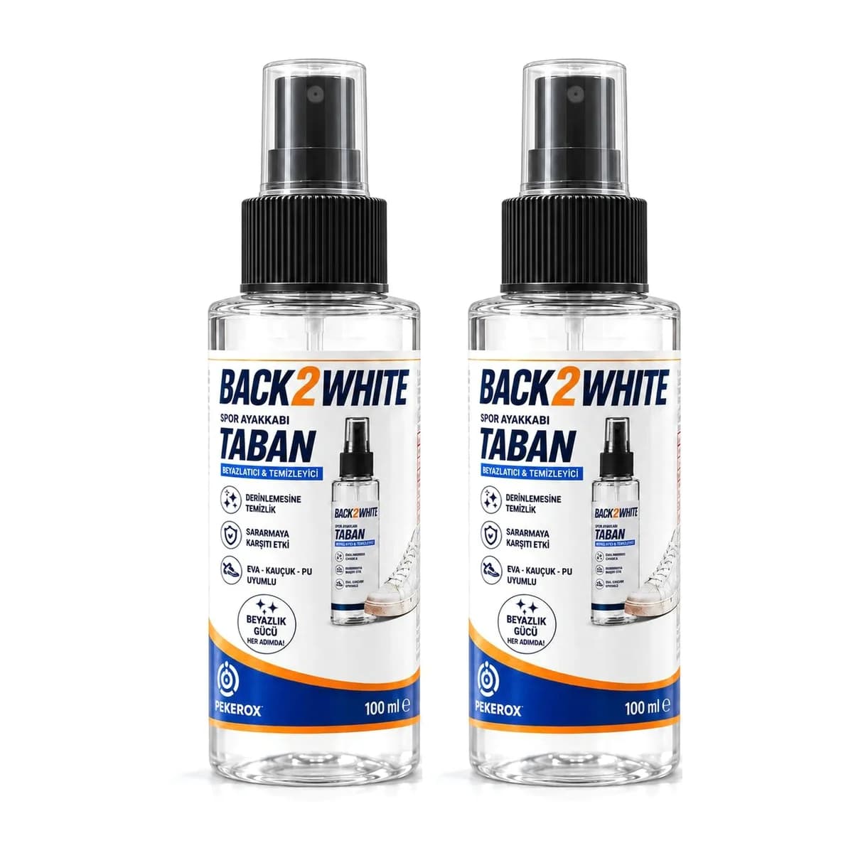 Back2White Spor Ayakkabı Taban Beyazlatıcı Sprey — 2'li Avantaj Paketi